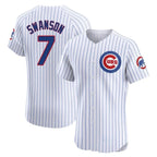 C.Cubs #7 Dansby Swanson Player White Limited Elite Home Game Ddoa Stitched Jerseys