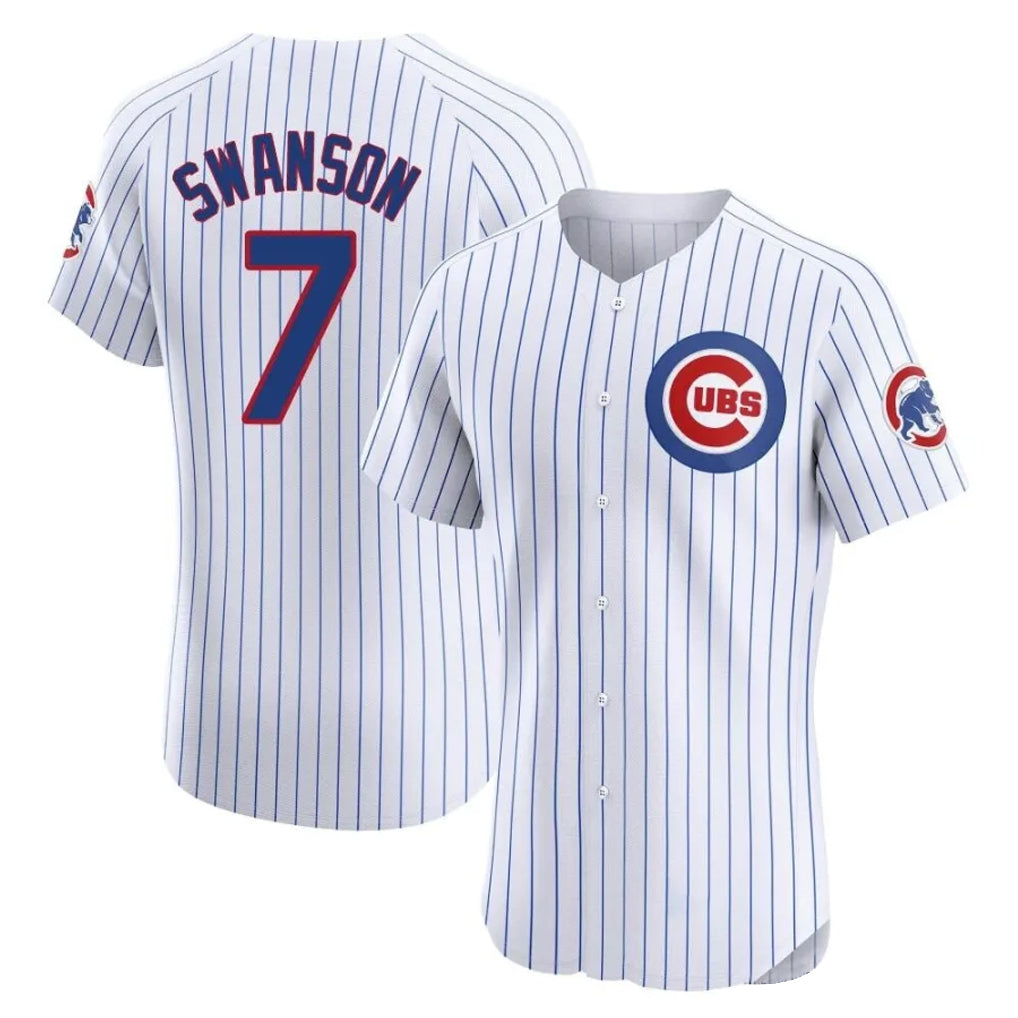C.Cubs #7 Dansby Swanson Player White Limited Elite Home Game Ddoa Stitched Jerseys