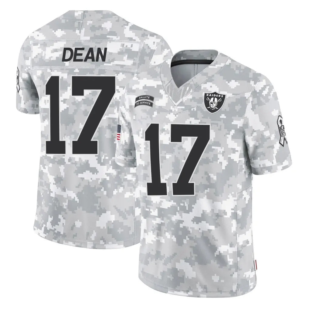 LV.Raiders #17 Nakobe Dean Player Arctic Camo Salute To Service Limited Game Stitched Jerseys