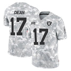 LV.Raiders #17 Nakobe Dean Player Arctic Camo Salute To Service Limited Game Stitched Jerseys
