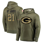 GB.Packers #21 Benjamin St-Juste Player Olive Salute to Service Pullover Hoodies Home Game Ddoa Stitched Jerseys
