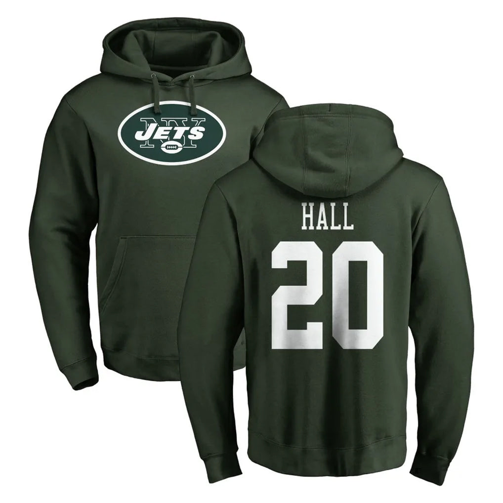 NY.Jets #20 Breece Hall Player Green LOGO Pullover Hoodies Limited Game Ddoa Stitched Jerseys