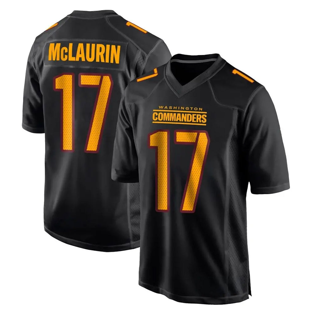 W.Commanders #17 Terry Mclaurin Player Black Carbon Fashion Home Game Ddoa Stitched Jerseys