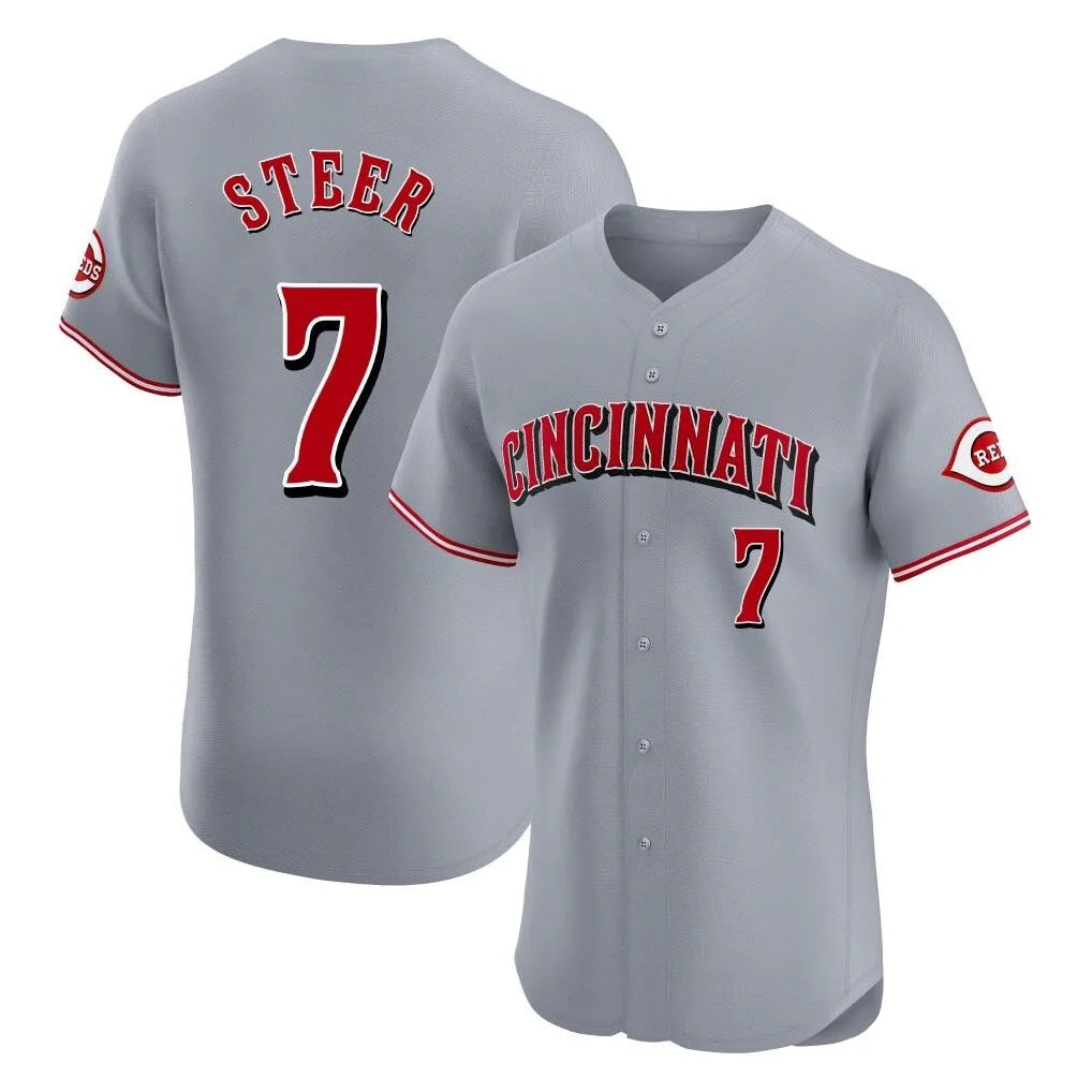 C.Reds #7 Spencer Steer Player Gray Limited Elite Home Ddoa Stitched Jerseys