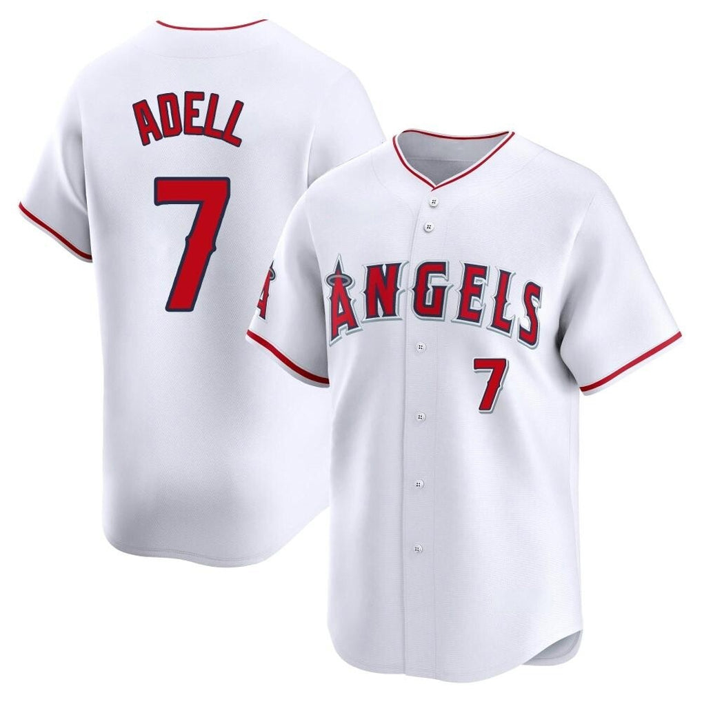 LA.Angels #7 Jo Adell Player White Limited Home Ddoa Stitched Jerseys