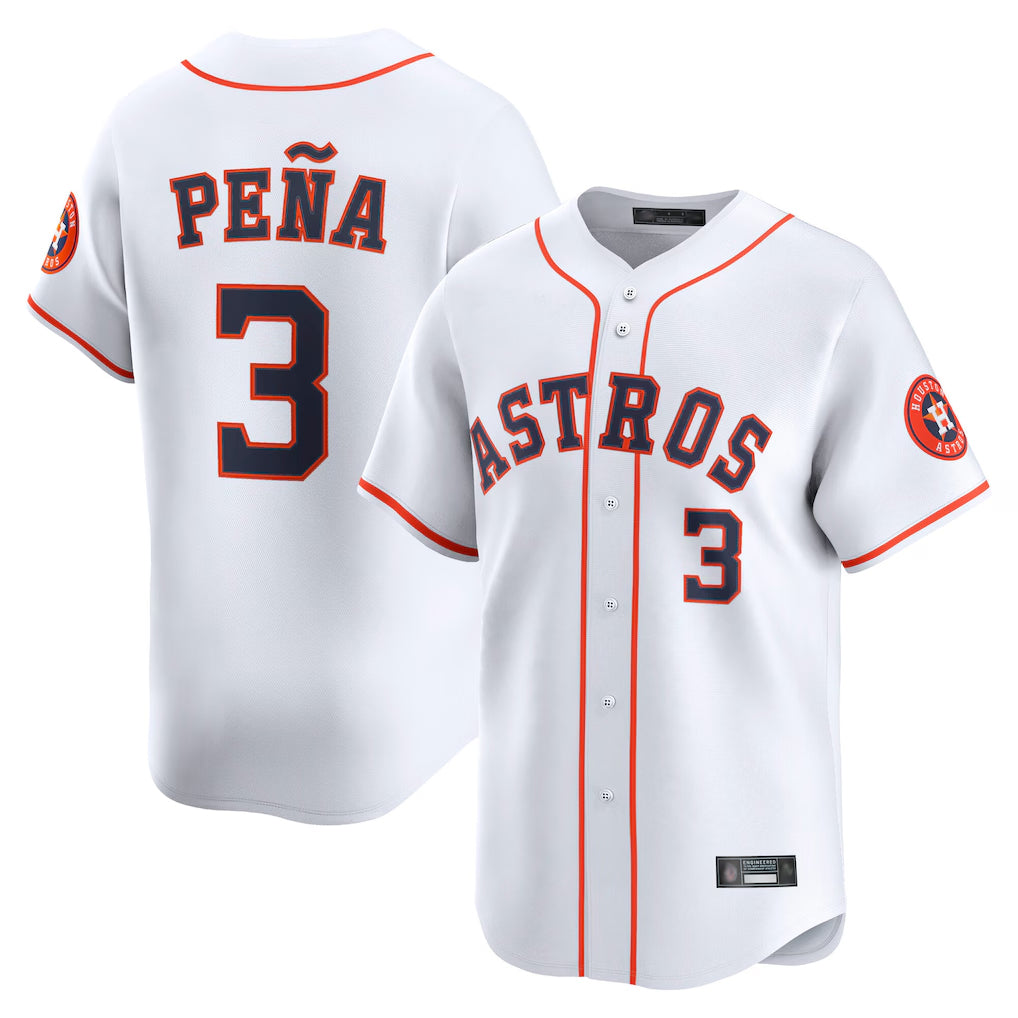 H.Astros #3 Jeremy Pe?a Player White Home Limited Ddoa Stitched Jerseys